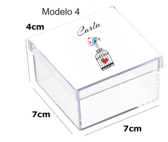 Caixa Acrilica 7x7x4-pássaro