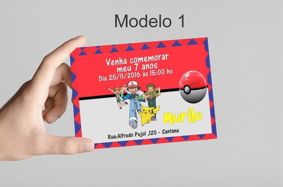 Convite 10x7 - Pokemon