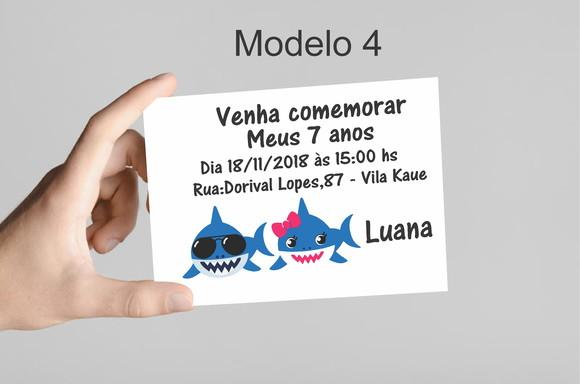 Convite 10x7 -baby Shark