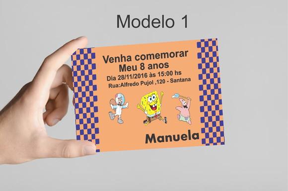 Convite 10x7 -bob Esponja