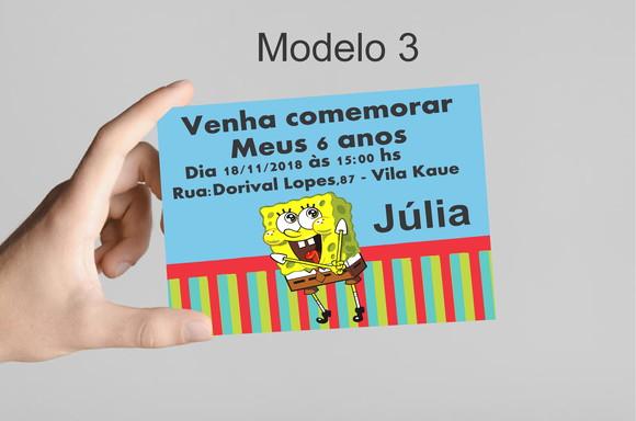 Convite 10x7 -bob Esponja