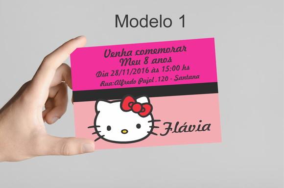 Convite 10x7 -hello Kitty