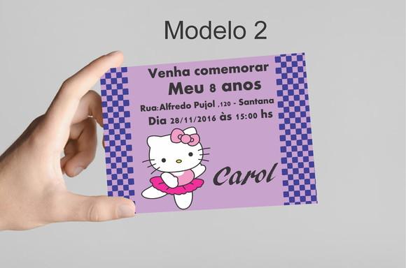 Convite 10x7 -hello Kitty