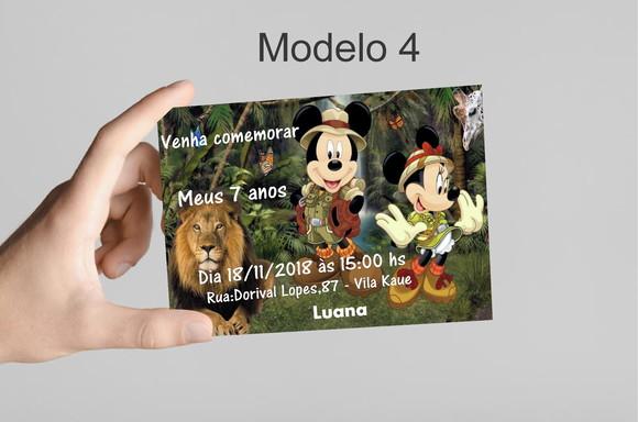 Convite 10x7 -mickey Safari