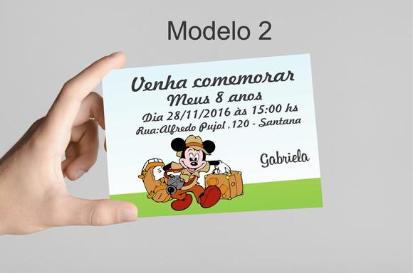 Convite 10x7 -mickey Safari