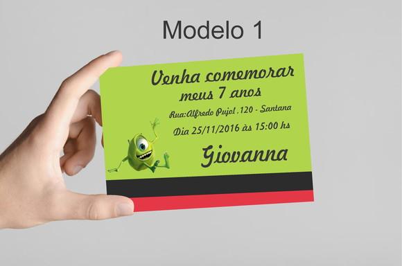 Convite 10x7 -mike Wazowski