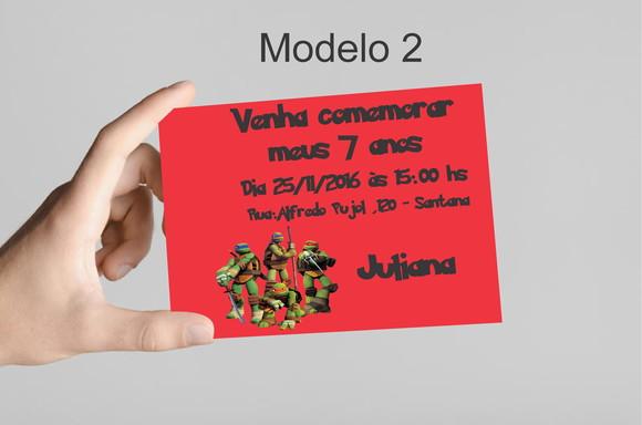 Convite 10x7 -tartaruga Ninja