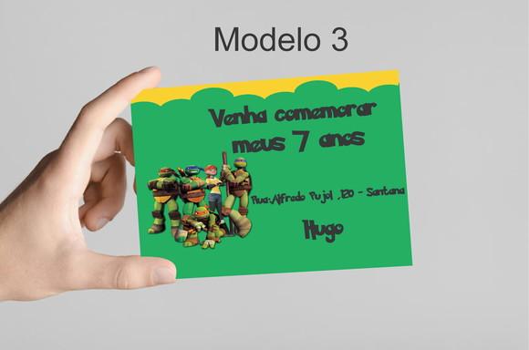 Convite 10x7 -tartaruga Ninja