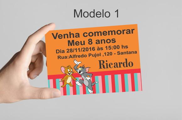 Convite 10x7 -tom e Jerry