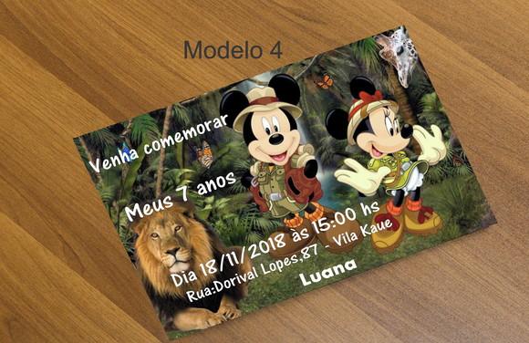 Convite 16x11 Cm-mickey Safari