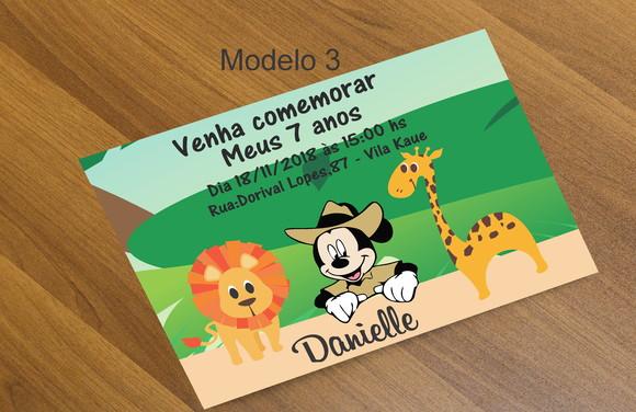 Convite 16x11 Cm-mickey Safari