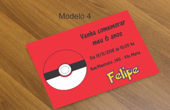 Convite 16x11 Cm-pokemon