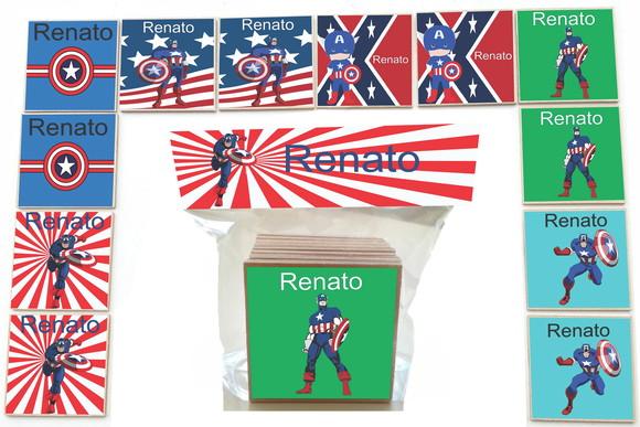 Jogo da Memoria -12 Pças-mdf-capitão America