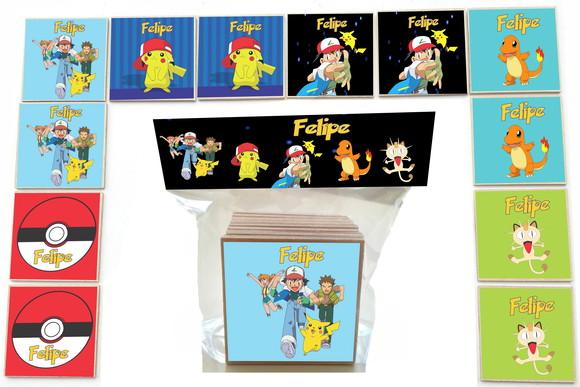 Jogo da Memoria mdf 12 Pças-pokemon