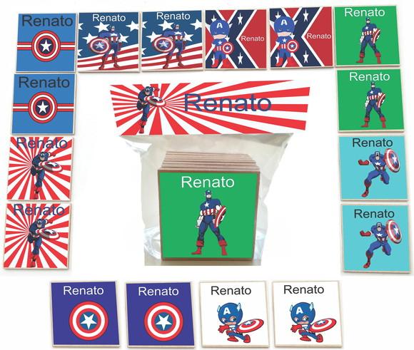 Jogo da Memoria mdf 16 Pças-capitão America