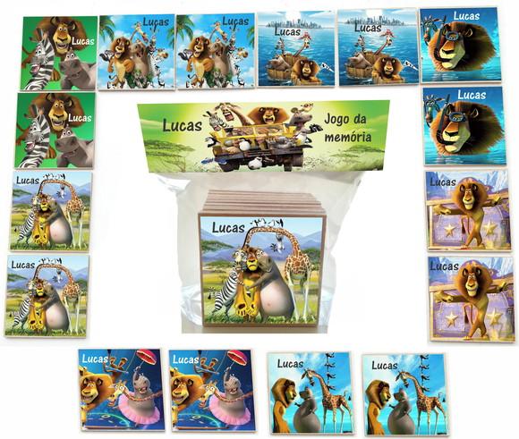 Jogo da Memoria mdf 16 Pças-madagascar