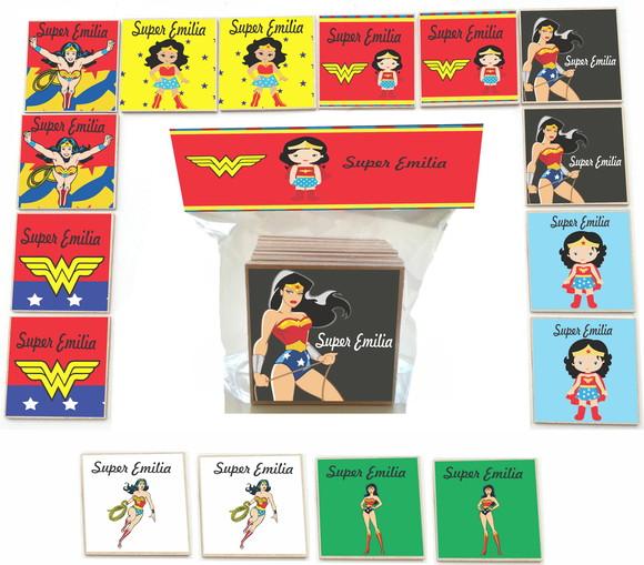 Jogo da Memoria mdf 16 Pças-mulher Maravilha