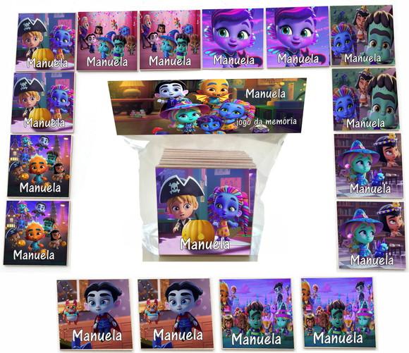 Jogo da Memoria mdf 16 Pças-super Monstros em Ação