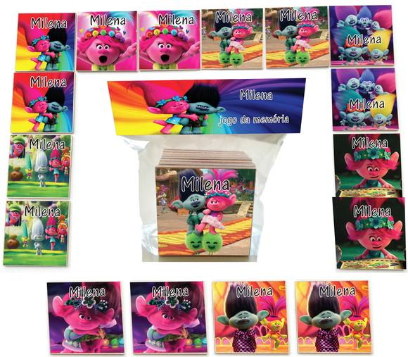 Jogo da Memoria mdf 16 Pças-trolls