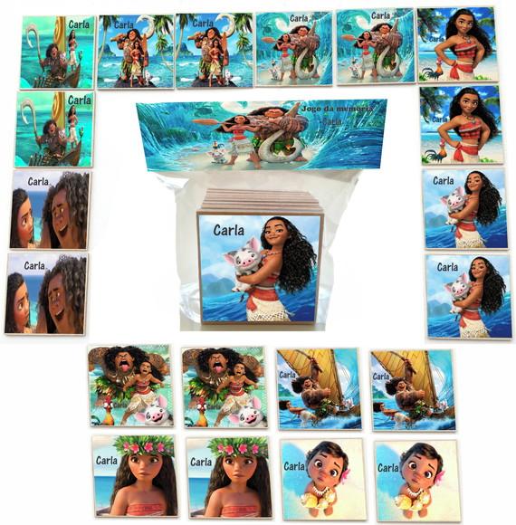 Jogo da Memoria mdf 20 Pças-moana e Mauí