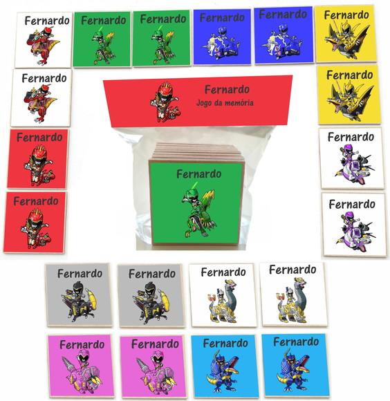 Jogo da Memoria mdf 20 Pças-power Rangers Dino Charge
