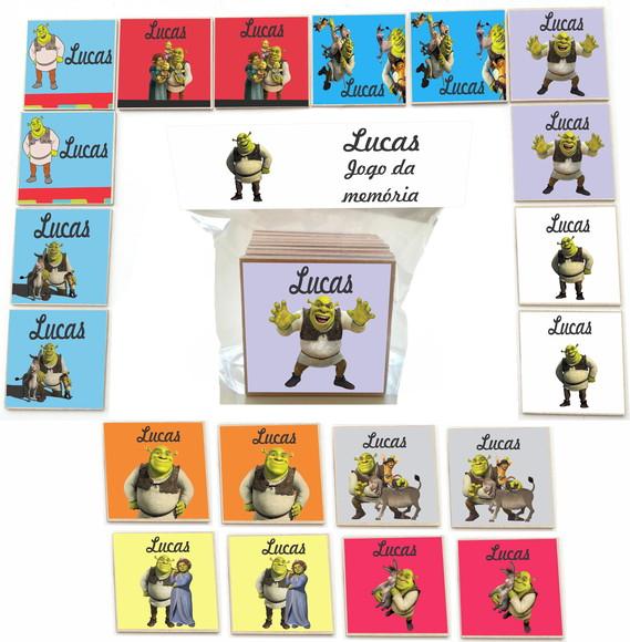 Jogo da Memoria mdf 20 Pças-shrek