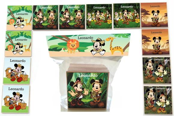 Jogo da Memoria Mdf-12 Pças -mickey Safari