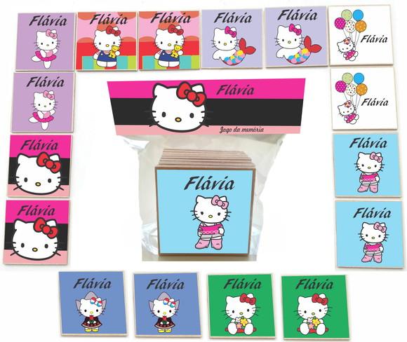 Jogo da Memoria- mdf 16 Pças-hello Kitty