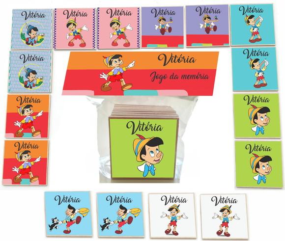 Jogo da Memoria- mdf 16 Pças-pinoquio