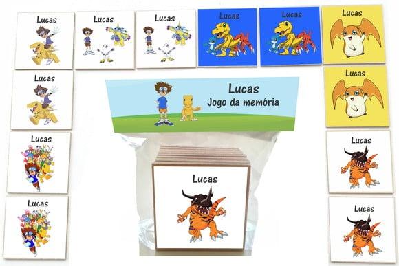 Jogo da Memoria-12 Pças- Mdf-digimon