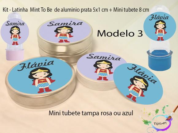 Kit Latinhas e Mini Tubetes - Mulher Maravilha