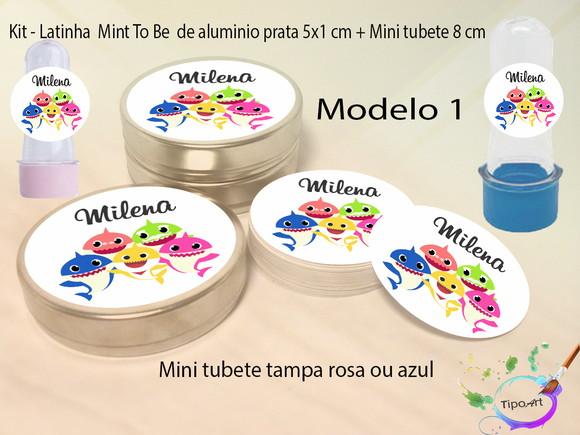 Kit Latinhas e Mini Tubetes -baby Shark