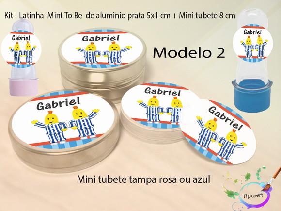 Kit Latinhas e Mini Tubetes -bananas de Pijama