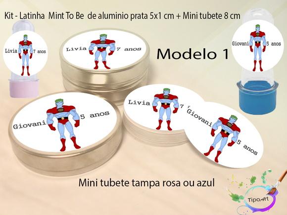 Kit Latinhas e Mini Tubetes -capitão Planeta