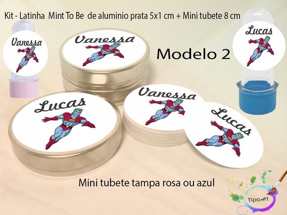 Kit Latinhas e Mini Tubetes -capitão Planeta