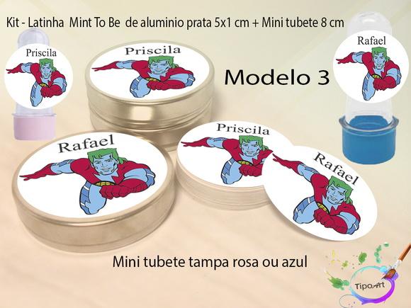 Kit Latinhas e Mini Tubetes -capitão Planeta