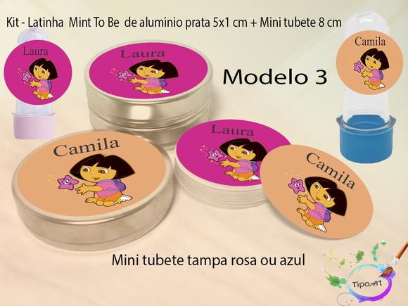 Kit Latinhas e Mini Tubetes -dora Aventureira