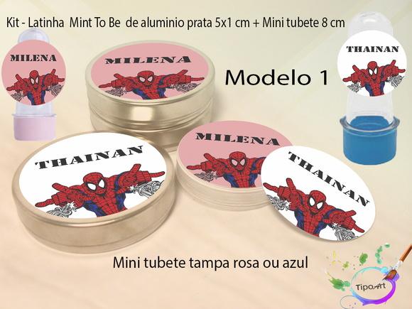 Kit Latinhas e Mini Tubetes -homem Aranha