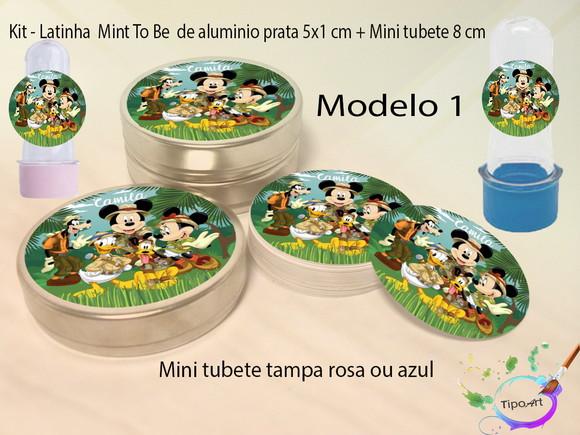 Kit Latinhas e Mini Tubetes -mickey Safari
