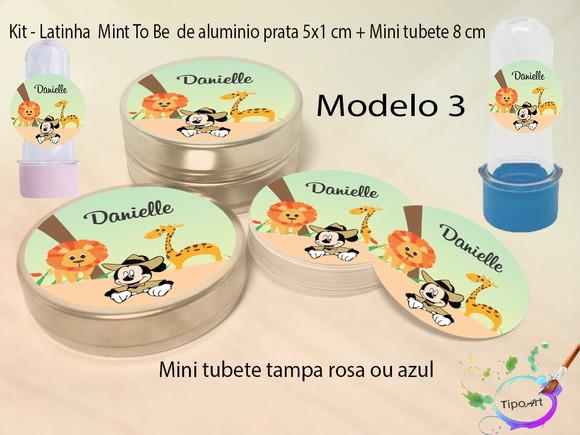 Kit Latinhas e Mini Tubetes -mickey Safari
