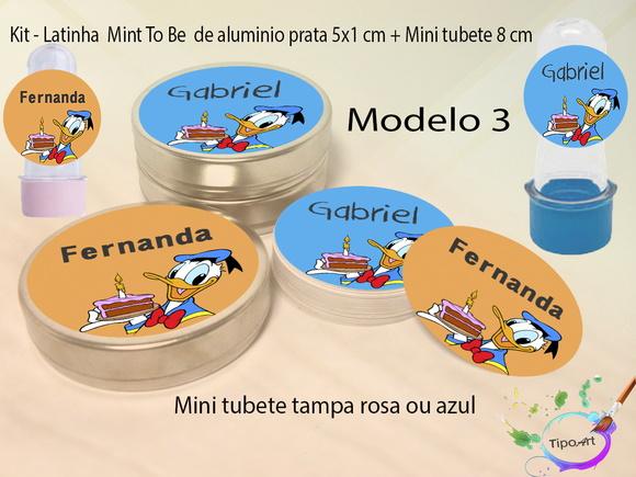 Kit Latinhas e Mini Tubetes -pato Donald