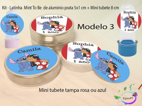 Kit Latinhas e Mini Tubetes -stitch e Lilo
