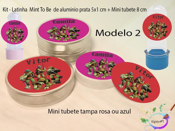 Kit Latinhas e Mini Tubetes -tartaruga Ninja