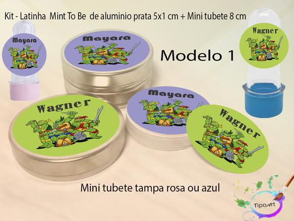 Kit Latinhas e Mini Tubetes -tartaruga Ninja