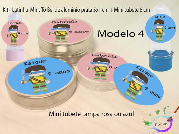 Kit Latinhas e Mini Tubetes -tartaruga Ninja