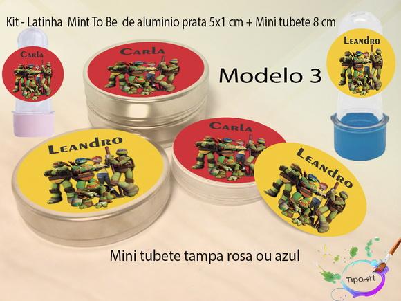 Kit Latinhas e Mini Tubetes -tartaruga Ninja
