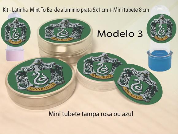 Kit Latinhas e Mini Tubetes-brasões Hogwarts