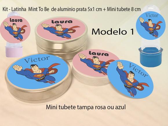 Kit Latinhas e Mini Tubetes-super Homem