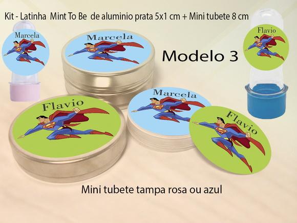 Kit Latinhas e Mini Tubetes-super Homem