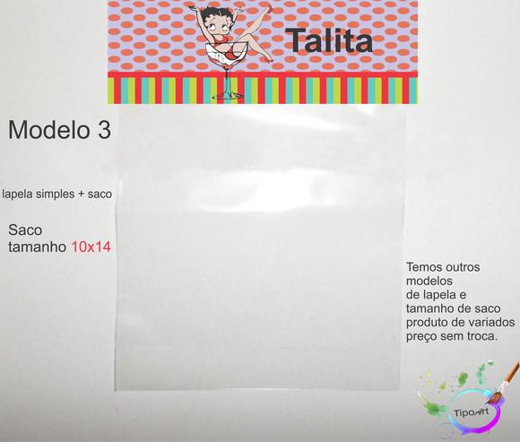 Lapela(simples) e Saco 10x14-betty Boop
